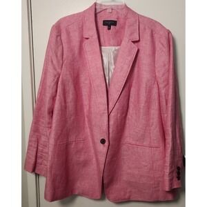 Talbots Plus 100% Linen‎ Pink Blazer Size 20W Lined NWOT Office Preppy Coastal